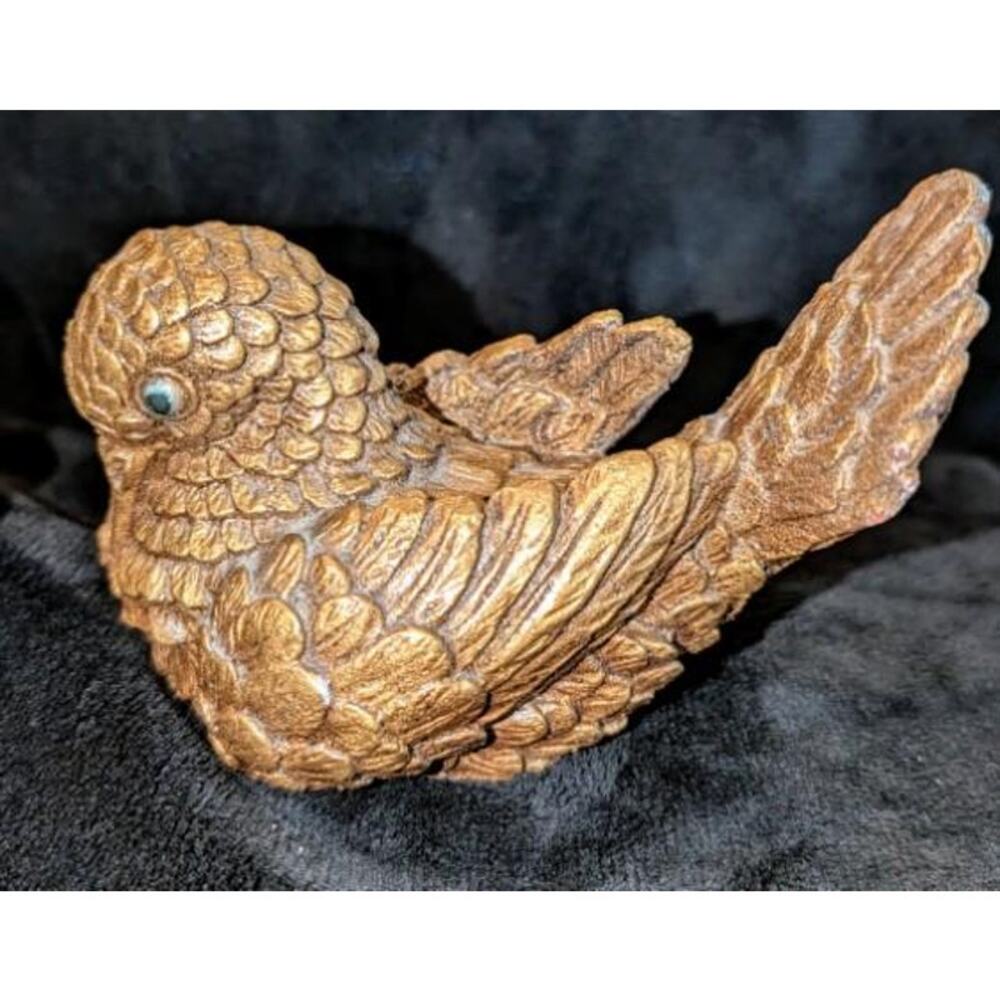 MCM Vintage Nesting Doves Hand Painted Resin Brown Blue Eyes Bookends - Picture 5 of 10